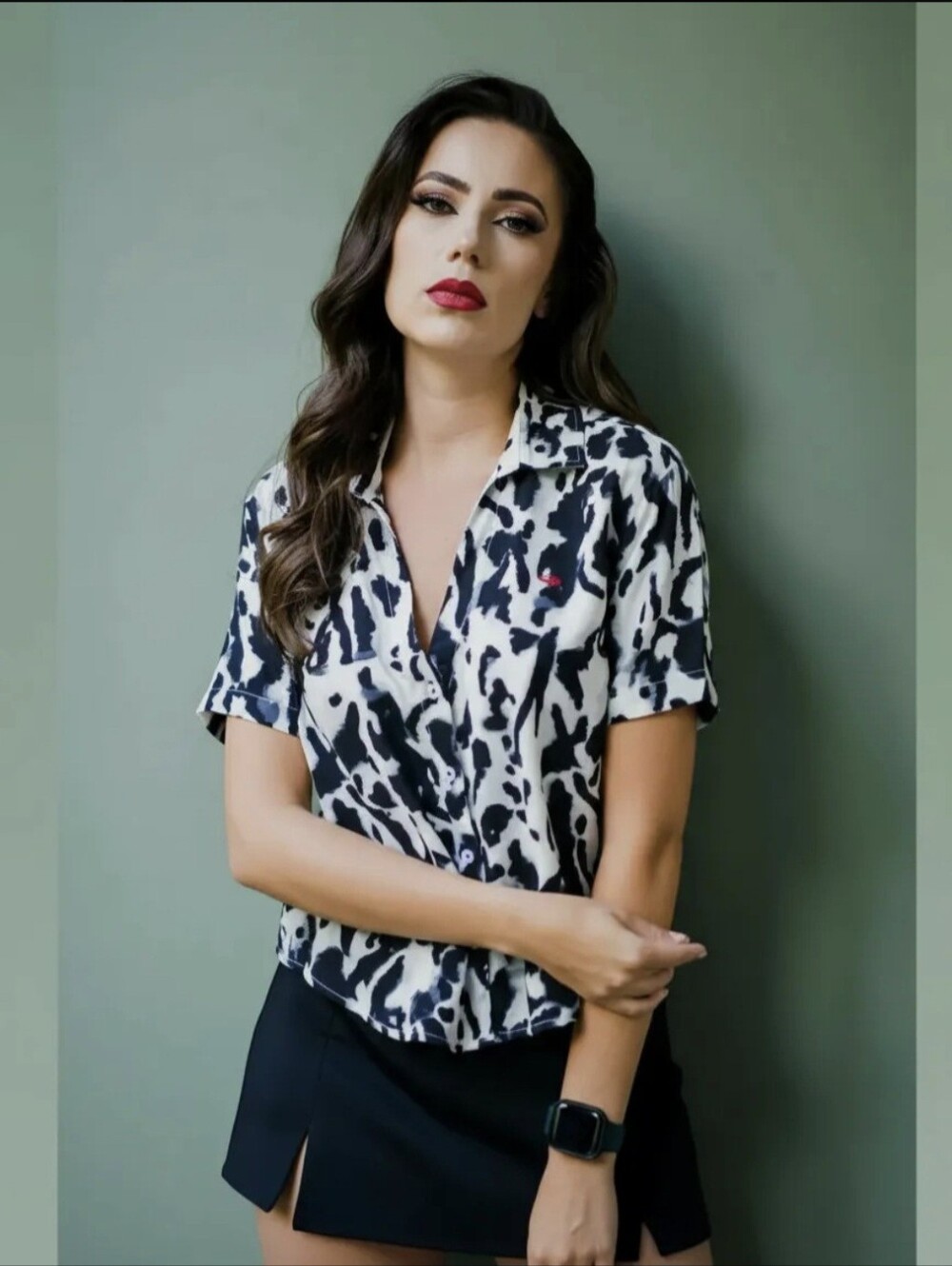 Black and White Button-Up Shirt